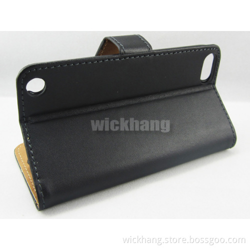 Genuine Leather Wallet Flip Case for Apple iPod Touch 5